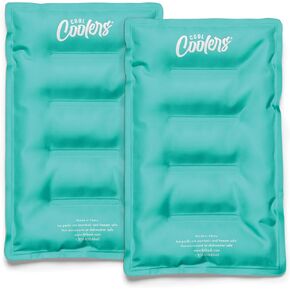 Cool Coolers 2 Pack Soft Ice for Coolers, Large Reusable Lunch Box Ice Pack, Flexible Stretch Nylon, Durable, Cooler Ice Packs for Lunch Boxes, Large Reusable Freezer Packs, by Fit & Fresh, Apricot
