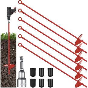 Gisafai 3 Pcs 30 Inch Long Ground Anchors Spiral Blade Earth Anchor kit Screw in Heavy Duty Tent Stakes Trampoline Hook 12 mm Thick Metal Swing Set Wind Stake for Securing Animal Canopies Shed (Black)