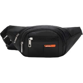 JacobsParts Fanny Pack Large Capacity Water Resistant Travel Waist Bag Men Women Cross Body Shoulder Sling Pouch Running Belt for Travel Running Hiking Jogging Sports (Black)