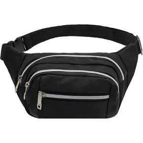 FuninCrea Sports Bumbag, Oxford Cloth Fanny Pack Waist Bag with Multi Pocket, Large Capacity Waist Fanny Pack with Adjustable Shoulder Strap for Sporting, Travelling, Hiking,Camping (black)