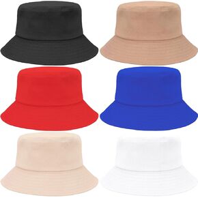 6 Pieces Washed Cotton Bucket Hats Lightweight Outdoor Cap Unisex Fisherman Hat for Fishing Hiking Beach Sports