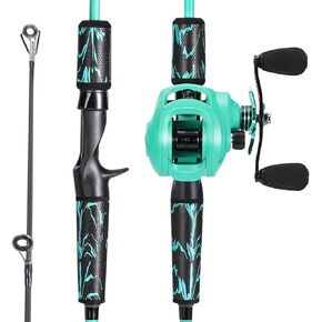 One Bass Fishing Rod and Reel Combo, IM6 Graphite 2Pc Blank Baitcasting Combo with SuperPolymer Handle