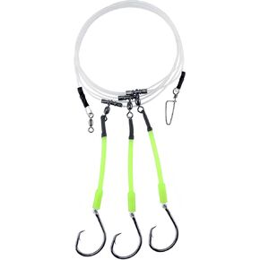 Dr.Fish 2 Pack Deep Drop Snapper Rig 6ft Bottom Fishing Rig, 5 Circle Hooks with Glow Sleeves Leader Rigging Deep Drop Fishing for Halibut, Grouper, Snapper Saltwater
