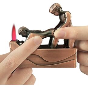 Retro Red Bronze Jet Torch Lighter,Refillable Butane and Adjustable Lighters,Jet Flame Windproof Lighter,Birthday, Outdoor,BBQ,Candles (No Methane Gas) (b1)