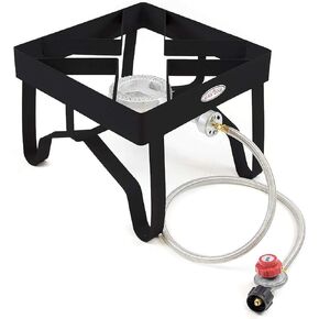 GasOne High-Pressure Single Burner Outdoor Stove Propane Gas Cooker with Adjustable 0-20PSI Regulator and Hose Perfect for Beer Brewing, outdoor cooking, Maple Syrup Prep