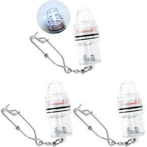 BLUEWING 3pcs Fishing Deep Drop Light with Stainless Steel Long Line Clip Deep Sea Fishing Light 2000 ft Underwater Fish Attracting Lamp for Swordfish, Tuna, Grouper, 4.3"