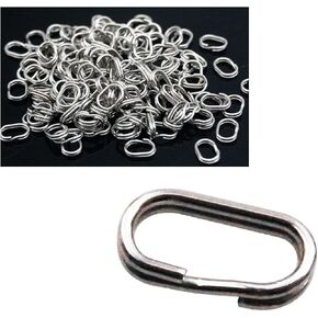 100Pcs Silver Fishing Split Rings Stainless Steel Fishing Oval Split Rings Swivel Snap Carp Fishing Tackle Chain Connector Heavy Duty Split Rings Size Wire Diameter 0.6mm 0.7mm for Sports Outdoors
