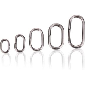 GOTOTOP Stainless Steel Oval Split Rings 100Pcs Heavy Duty Open Jump Rings Silver Fishing Split Ring Swivel Snap Carp Fishing Lure Tackle Connector Keyrings Keychains Keys Holder,5-Sizes