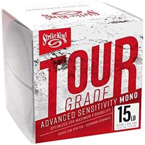 Strike King Tour Grade Monofilament Fishing Line, 600-Yards, 15-Pound, Clear