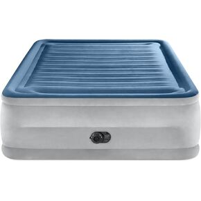 Intex: Dura-Beam Deluxe Comfort-Plush Air Mattress - 22" Queen Blue - Built-in Electric Pump, Durable Fiber-Tech, Carry Bag Included, 600lb Capacity