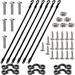 TOPZEA 6 Set Rod Straps Holder, Deck Mount Connectors Gunwale Mounted Fishing Pole Hold Down Straps Rod Tamer Strap for Fishing Boats Kayak Marine Accessories, 18 Inch