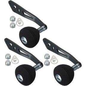 PATIKIL Baitcasting Power Handle, 3 Set Metal Fishing Reel Handle EVA Knob Grip Replacement Parts for Rocker Arm Accessories, Black
