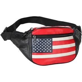 حقيبة خصر جلدية من Home-X للرجال والنساء - حقيبة خصر أنيقة للسفر والمشي لمسافات طويلة والجري - حزام قابل للتعديل، حقيبة الورك ذات سعة كبيرة، منظم حزام أنيق - حقيبة خصر للجنسين للاستخدام اليومي، علم in Kuwait