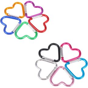 10Pcs Heart Shaped Carabiner Cute Carabiner Clip Small Keychain Clip Aluminum Alloy Carabiner Clip Heart Shape Key Ring Mini Snap Hooks Keychain for Water Bottle Holder Traveling