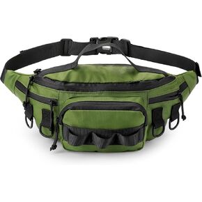 Tactical Waist Bag Waterproof Molle Fishing Fanny Pack Hip Bum EDC Bag with Adjustable Strap for Camping Hiking Hunting Running (Green)