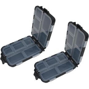 2PCS Fishing Bait Box Black Multifunctional Fishing Accessories Box for Fishhook, Sinkers and Float Stops