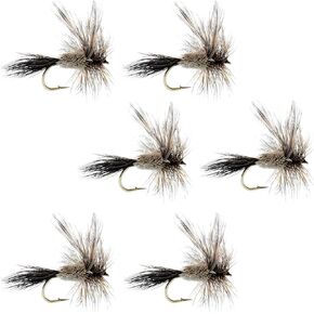 The Fly Fishing Place Irresistible Adams Classic Trout Dry Fly Fishing Flies - Set of 6 Flies Size 12
