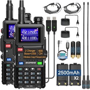 BAOFENG GMRS Handheld Radio GM-5RH Long Range Rechargeable (Upgrade of UV-5R) Walkie Talkies UV-5G Plus with NOAA Weather Receiving,GMRS Repeater Capable,2500mAh Battery,USB-C Charger,2Pack