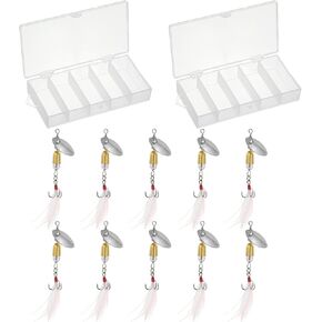 PATIKIL Fishing Lures Spinnerbait, 10Pack Trout Lures Rooster Tail Fishing Lures Treble Hooks Trout Spinners 1/5 oz for Freshwater Saltwater Fishing, Silver Tone