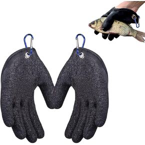 2PCS Fishing Gloves Waterproof fishing gloves men with Hooks, Puncture Proof Fishing Glove Fisherman Professional Catch Fish Gloves for Handling Catching Cleaning Anti-Slip Textured Protect