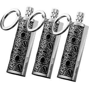 Permanent Match Matchstick Fire Starter - 3 Pack, Keychain Flint Metal Immortal Lighter, Kerosene Refillable Lighter Waterproof Emergency Survival Gear, black
