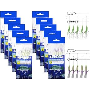 10 Pack Sea Fishing Rigs Mackerel Feathers Rigs Cod Herring Lure Hook Beach Pier Lure Fishing Rigs