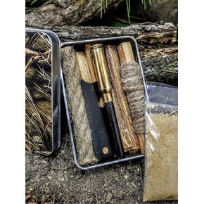 Survival Fire Starting Kit Ferro Rod Fatwood Soy Rope Jute Fatwood Dust Hand Cut in USA Camping Hiking Backpacking