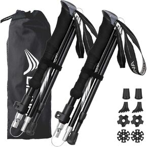 BISINNA Hiking Poles Collapsible Trekking Poles Aluminum Alloy Hiking Sticks 2 pc Lightweight Adjustable Folding Stick for Wowen Men Walking Sticks with Quick Lock System