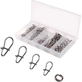 160pcs Mini Fishing Duo-Lock Snap, Snap Fishing Connector Quick Change Safe Lock Freshwater Saltwater Fishing Tackle Accessories and 40pcs Fishing Split Rings in Kuwait