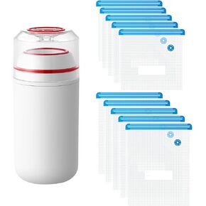Portable Handheld Vacuum Sealer Machine, Battery Powered Cordless Food Vacuum Sealer, 10 PCS Reusable Sous Vide Bags Set