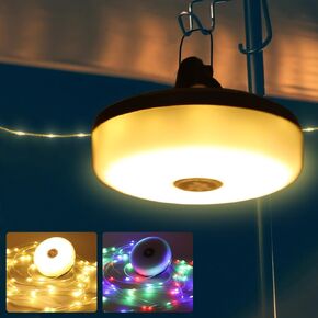 Camping String Lights - 4 in 1 Outdoor Lights with 8 Lighting Modes, USB Charge & Battery Indicator, Durable & Waterproof for Camping Yard Hiking, Portable & Easy-to-Store (32.8ft)
