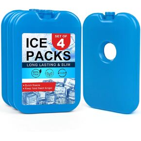 LotFancy Ice Packs for Cooler and Lunch Box, Reusable Freezer Packs for Lunch Bags, Slim Blue Ice Blocks, Long Lasting, Refreezable Flat Cool Packs for Food, Drinks, Milk