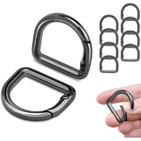 10Pcs Small D Ring Carabiner Clips, Metal Tiny Keychain Spring D Rings Hook for Car Keyring, Backpack Clips, Webbing Buckle, Paracord Keyrings, Dog Tag Clip, Purse Chain Hardwa (GunBlack)