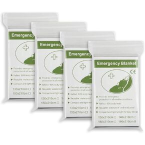 DS. DISTINCTIVE STYLE 4 Pack Emergency Blanket, Thermal Blanket for Survival, Emergency Supplies Space Blanket Perfect for Outdoors, Hiking, Survival, Marathons, or First Aid