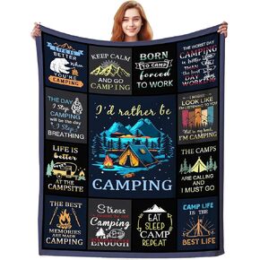 Camping Blanket Gifts for Men Woman Couples,Soft Cozy Camping Blankets and Throws RV Travel Hiking Bed Sofa,Cool Camper Gifts for Camping Lovers Campsite Outdoors 80"x60"