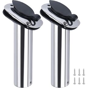 2 Pack Fishing Rod Holders,Stainless Steel Flush Mount Rod Holder for Boat PVC Caps and Inner Tubes,Fishing Pole Holders Rod Rack for Marine Boat,Yacht,Fishing Boat