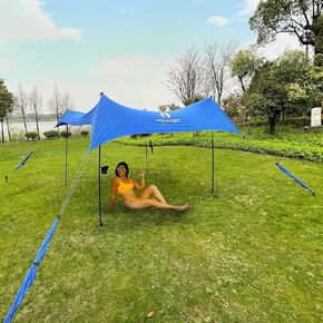 Red Suricata Premium Multi-Terrain Beach Tent & Beach Canopy in Backpack, UPF50 Sun Beach Shade, Pop Up Camping & Picnic Sunshade with 4 Poles, 4 Pole Anchors & 4 Tent Screws, Sun Shelter (Med Black)