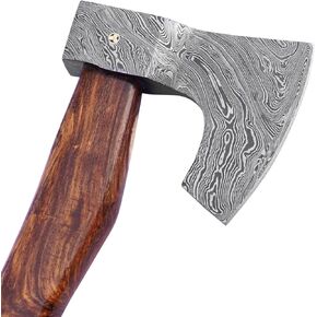 Bearded Viking Axe with Sheath, Best Viking Gift for Men - 16 Inches Viking Axe, Heavy Duty Damascus Bearded Axe Head with Durable Rose Wood Handle Viking Axe (EL20)