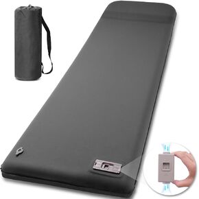 Self Inflating Sleeping Pad with Electric Pump, 3.14" Ultra-Thick Memory Foam Camping Mattress Pad with Pillow Fast Inflating in 30s,9.5 R-Value Insulated Camping Pad for Camping Car Travel Tent,Grey