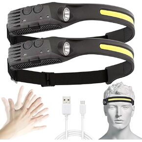 LED Headlamp,230° Wide Beam Head Lamp,LED Wide Beam Head Lamp with Motion Sensor Bright 5 Modes,Lightweight Outdoor Waterproof Head Light Flashlight for Hiking,Repairing,Fishing,Cycling