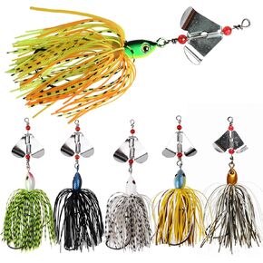 Spinnerbait Fishing Lures Kit Spinner Baits Set-6pcs Bass Fishing Buzzbait Spinnerbait Multicolor Bass Trout Salmon Metal Spinner Baits Chatterbaits Swim Jigs for Freshwater Saltwater Fishing