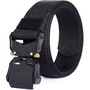 Nylon Belts for Men, Military Hiking Rigger 1.5" Work Belt with Heavy Duty Quick Release Buckle - Black