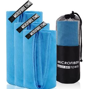 3Pack Quick Drying Soft Microfiber Towel, Sport Super Absorbent Bath Beach Towel Portable Gym Towel for Camping Swimming Running Yoga Golf Hiking Towel (Black)