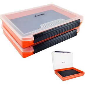 Aventik Fishing Tackle Box Slit Foam Case Jig Box Head Hooks Spinners Spoons Storage Tackle Tray (Orange-3501lure box)