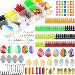 Walleye Spinner Rigs Kit Fishing Lure Making Kit,200 Pieces Fishing Making Supplies Kit Include Colorado Blades Stacked Beads Fishing Clevis Hooks Spinner Baits Making Accessories