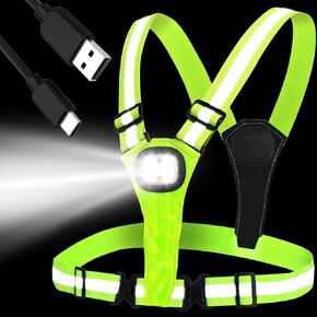 LED Reflective Safety Vest,High-Visibility Rechargeable Light Vest for Running Walking & Cycling | Elastic,Adjustable Fit for All Ages-Men,Women,Kids.