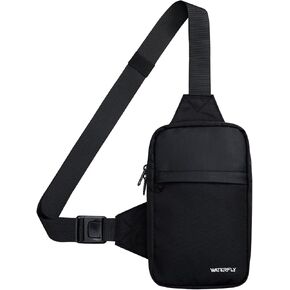 WATERFLY Mini Sling Crossbody Bag: Dual Pocket Small Shoulder Bag Lightweight Casual Phone Chest Bag Daypack for Travel