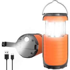 Solar Camping Lantern,Rechargeable Battery Powered Camping Lantern, 2 Lighting Modes, 5000mAh Long Battery Life, USB Charging Port, Waterproof Camping Lamp for Emergency/ Hiking/ Fishing