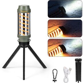 Raddy CL-1 Camping Lantern, Portable Rechargeable Camping Flashlight with 7 Light Modes, IPX6 Waterproof, with Carabiner and Stand, for Hiking, Camping, Fishing, Emergency, Power Outage