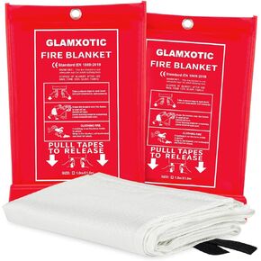 Emergency Fire Blanket for Home – Pack of 2, 60 x 60 Fire Suppression Blanket for Kitchen, Fire Extinguisher Blanket Ideal for Home, Kitchen, RV, Office with Pure Fiberglass Material